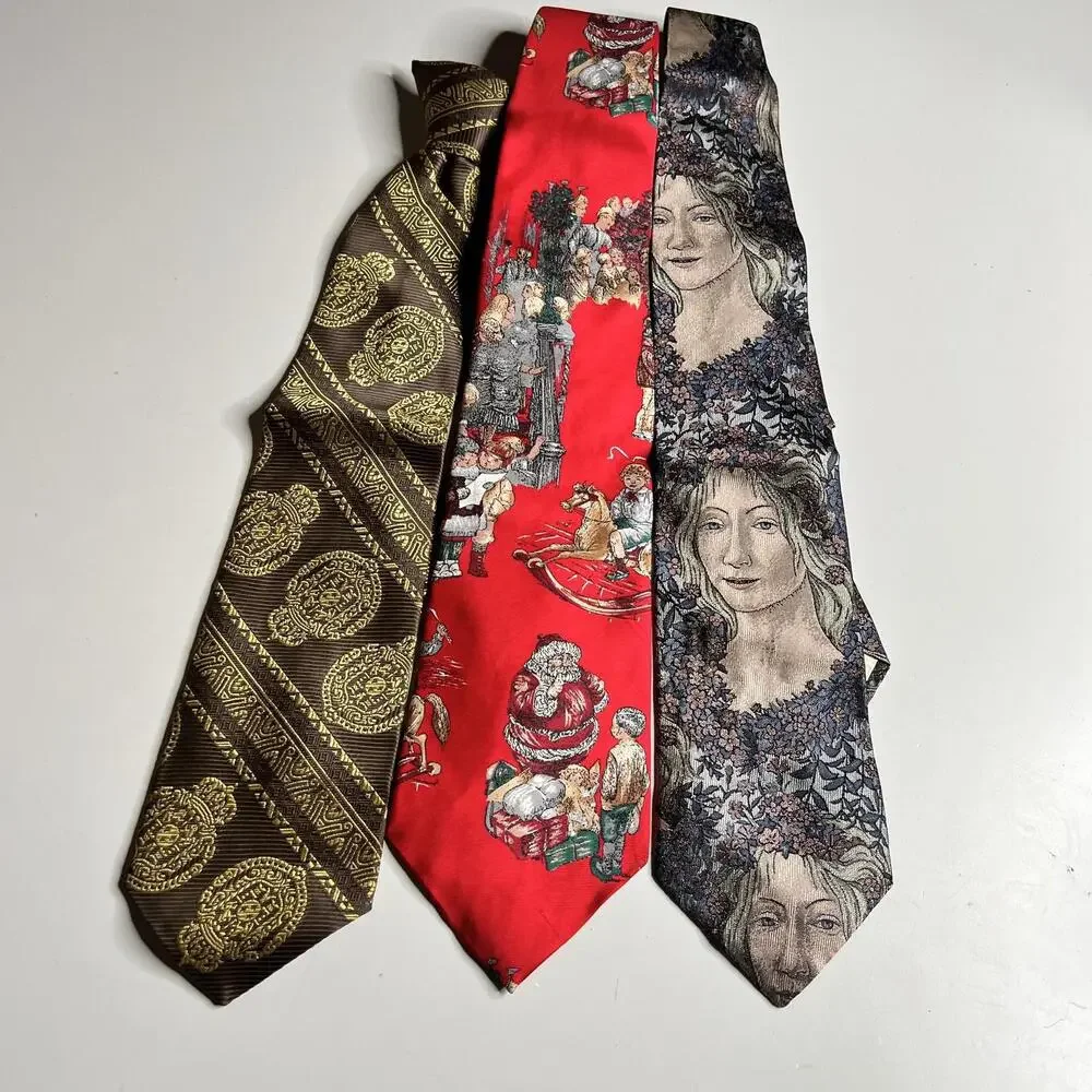 Gherardini Christmas Santa Art Ties Lot 3 Mens One Size‎ Multicolor Silk